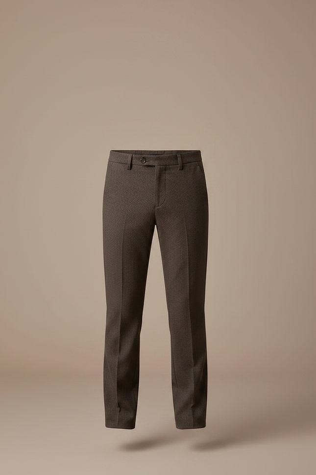 Pantalon Chino Marron Texturé Coupe Droite Garçon - Gabardine - vue 3