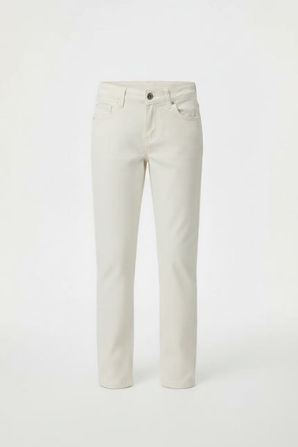 Pantalon Chino Crème Droit Coton Enfant Basique - Beige - vue 3