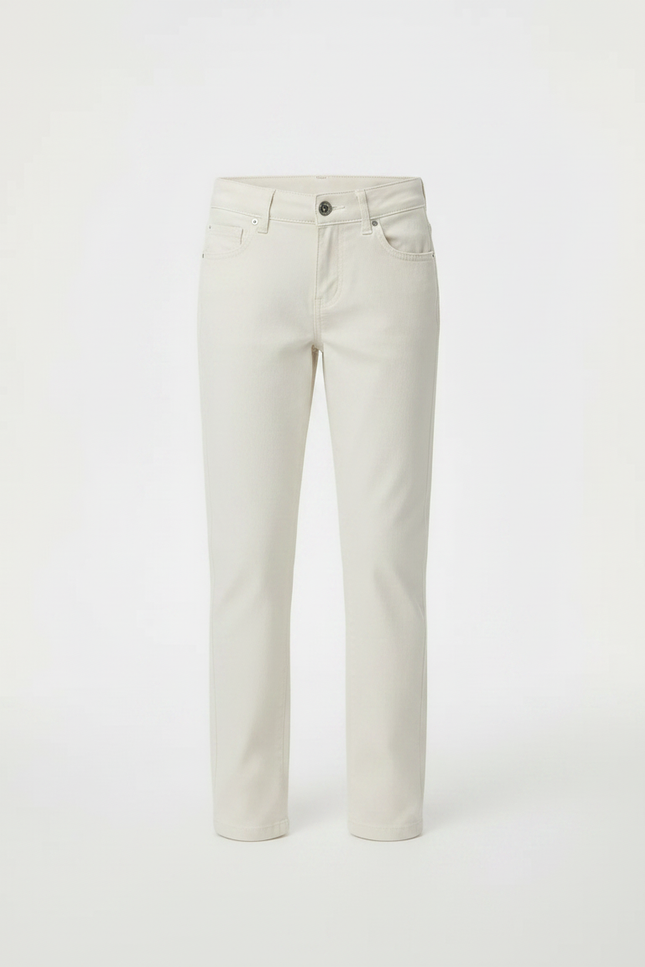 Pantalon Chino Crème Droit Coton Enfant Basique - Beige - vue 3