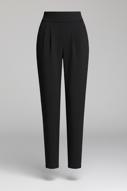Pantalon Chino Noir Taille Haute Plissé Élégant Femme - Polyester - vue 3