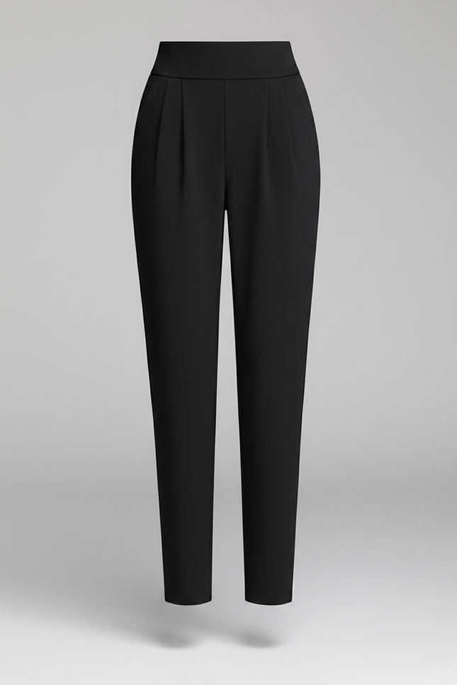 Pantalon Chino Noir Taille Haute Plissé Élégant Femme - Polyester - vue 3