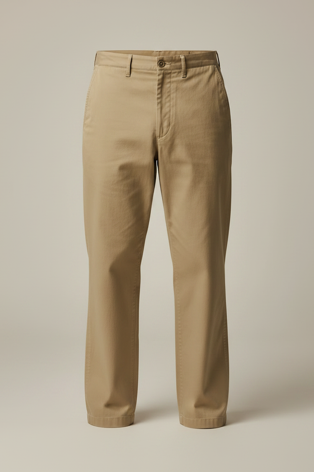 Pantalon Chino Kaki Coton Ample Décontracté Homme - Gabardine - vue 3