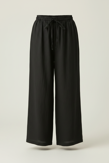 Pantalon Chino Noir Ample Coton Fluide Enfant Fille - vue 3