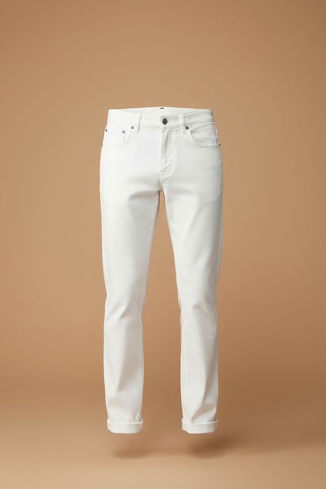 Pantalon Chino Blanc Coton Stretch Slim Homme - vue 3