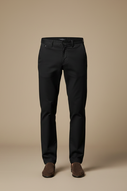 Pantalon Chino Noir Coton Droit Classique Homme - vue 3