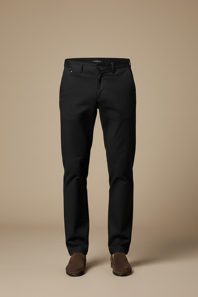 Pantalon Chino Noir Coton Droit Classique Homme - vue 3