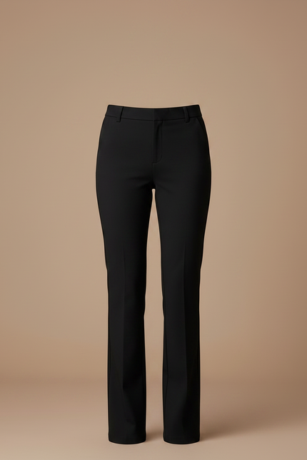 Pantalon Chino Noir Évasé Élégant Décontracté Femme - Gabardine - vue 3