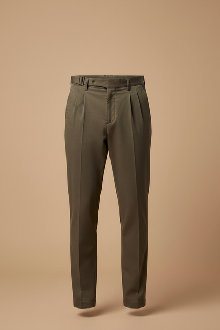 Pantalon Chino Homme Vert Olive Plissé Décontracté - Gabardine - vue 3