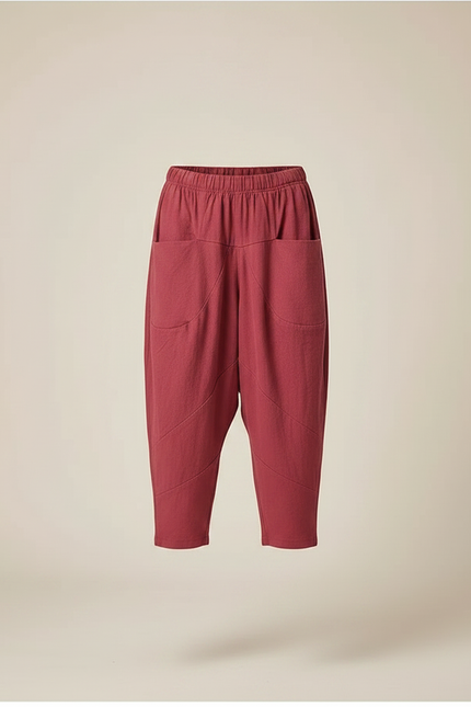 Pantalon Chino Rouge Ample Coton Décontracté Enfant - Bordeaux - vue 3