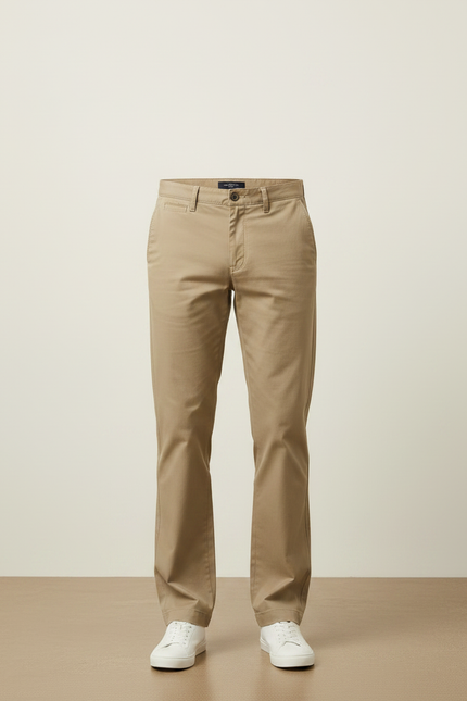 Pantalon Chino Homme Kaki Droit - Coton - vue 3