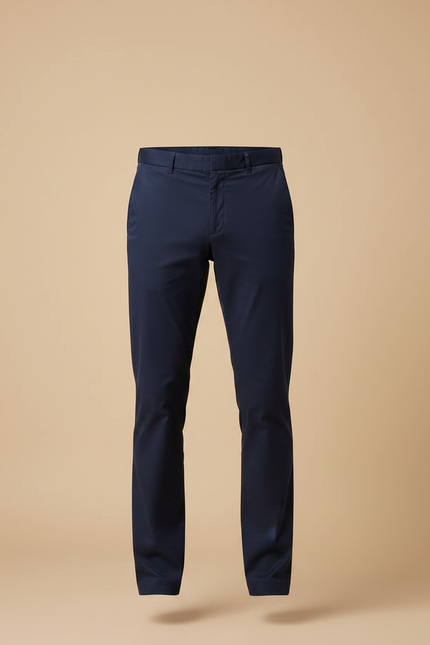 Pantalon Chino Bleu Marine Coton Droit Classique Homme - vue 3