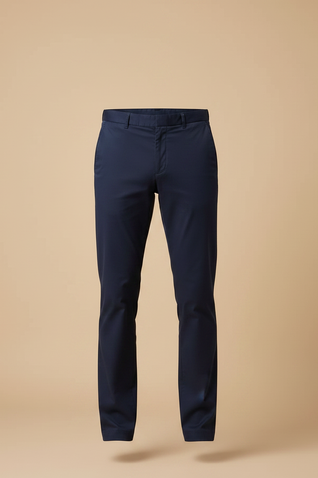 Pantalon Chino Bleu Marine Coton Droit Classique Homme - vue 3