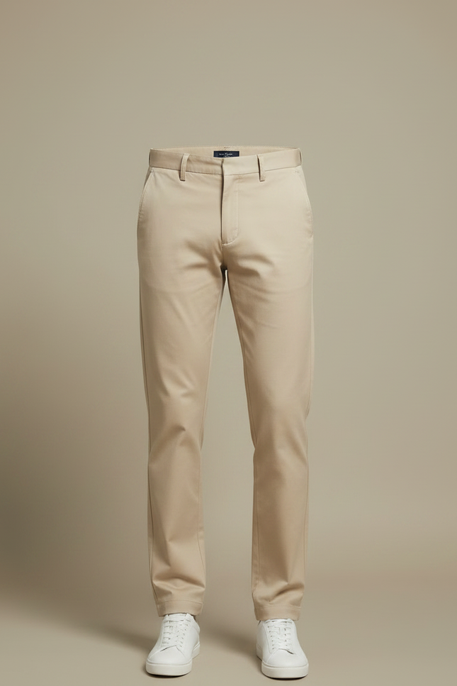Pantalon Chino Beige Slim Décontracté Coton Homme - vue 3