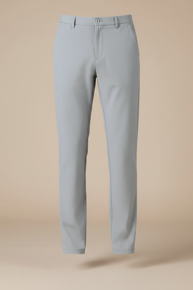 Pantalon Chino Homme Gris Uni Slim Élastique Décontracté - Polyester - vue 3