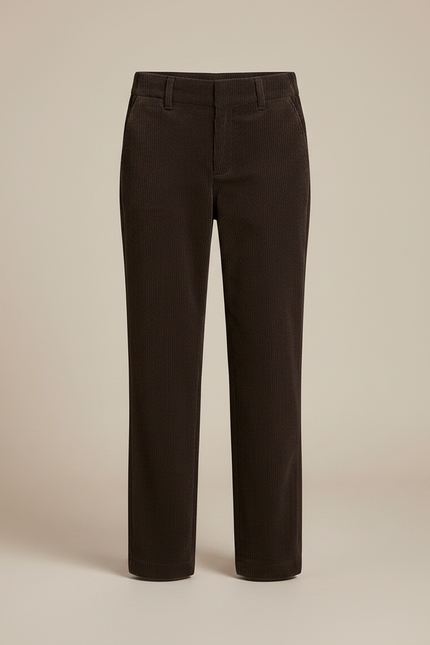 Pantalon Chino Côtelé Marron Droit Décontracté Enfant - Cordé - vue 3
