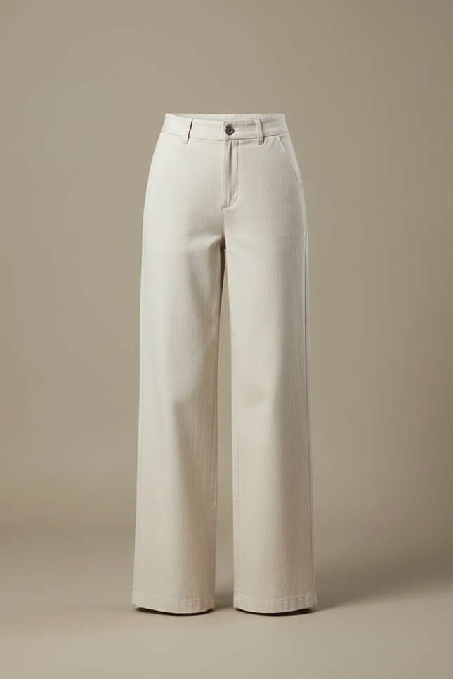 Pantalon Chino Beige Ample Coton Fluide Élégant - vue 3