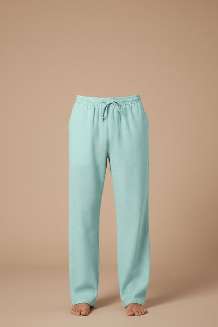 Pantalon Chino Vert Menthe Droit Cordon Décontracté Homme - Lin - vue 3