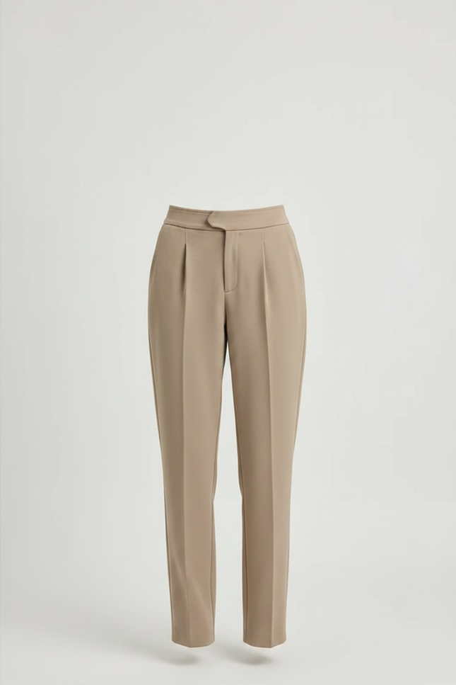 Pantalon Chino Taille Haute - Beige Gabardine - vue 3