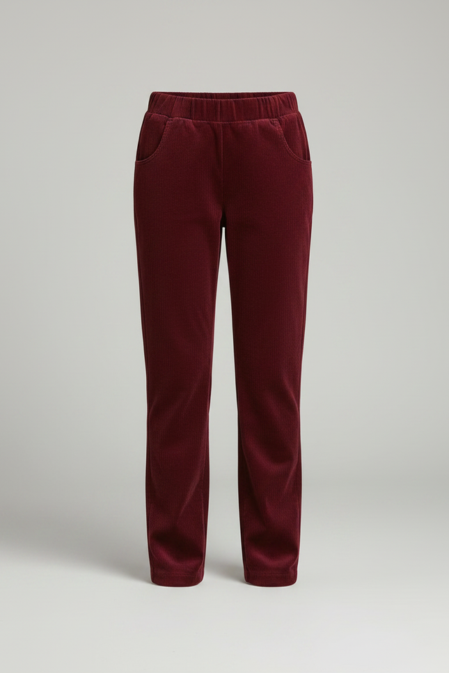 Pantalon Chino Bordeaux Côtelé Enfant Décontracté Ample - Cordé - vue 3