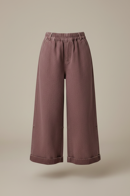 Pantalon Chino Ample Fille Coton Rouge Décontracté - Bordeaux - vue 3