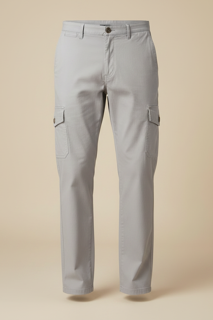 Pantalon Chino Cargo Gris Droit Décontracté Homme - Coton - vue 3