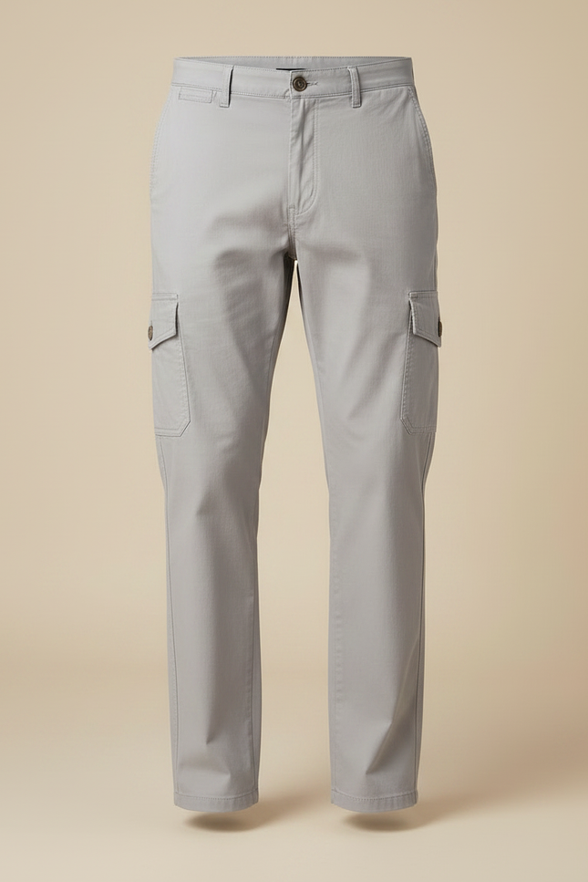 Pantalon Chino Cargo Gris Droit Décontracté Homme - Coton - vue 3