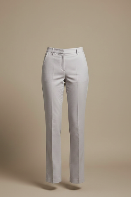 Pantalon Chino Gris Clair Droit Élégant Femme Classique - Polyester - vue 3