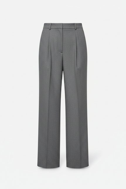 Pantalon Chino Gris Plissé Ample Élégant Femme - Gabardine - vue 3