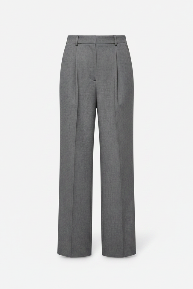 Pantalon Chino Gris Plissé Ample Élégant Femme - Gabardine - vue 3