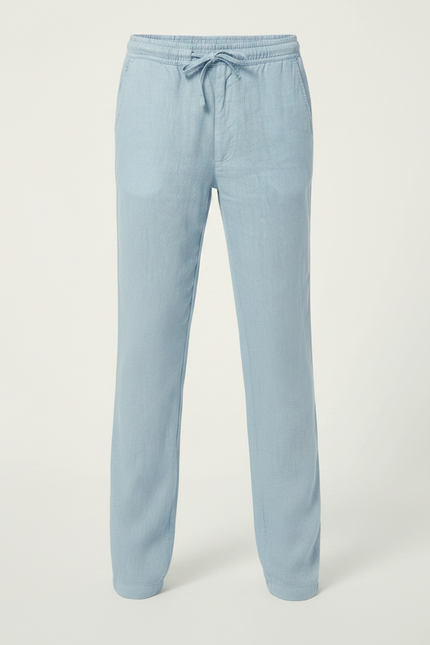 Pantalon Chino Bleu Ciel Lin Cordon Décontracté Garçon - vue 3