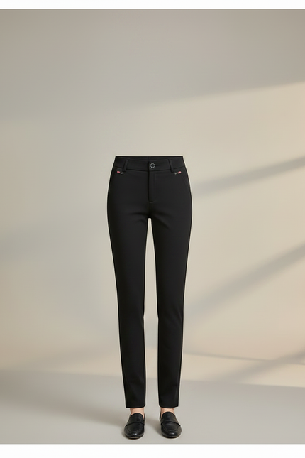 Pantalon Chino Noir Droit Extensible Formel Femme - Polyester - vue 3