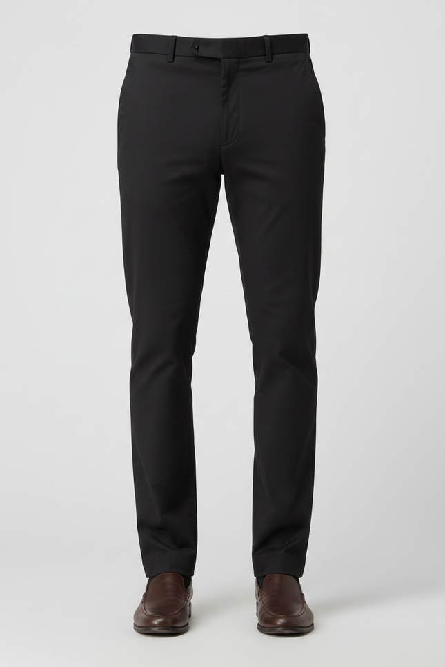 Pantalon Chino Homme Noir Droit Classique Coton - vue 3