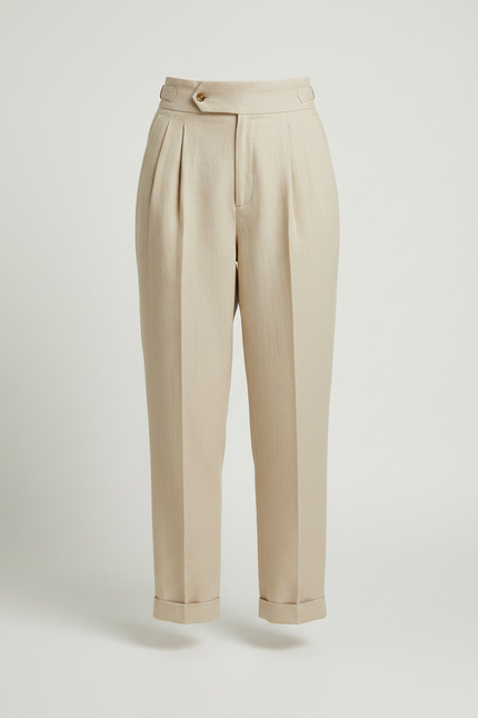 Pantalon Lin Chino Femme - Beige - vue 3