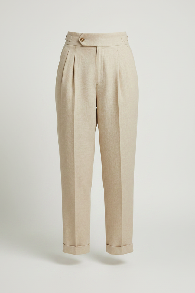 Pantalon Lin Chino Femme - Beige - vue 3