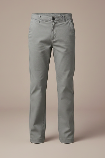 Pantalon Chino Gris Coton Droit Enfant Garçon Uni - vue 3