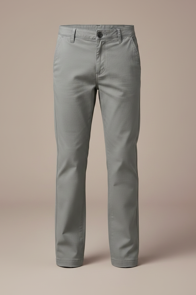 Pantalon Chino Gris Coton Droit Enfant Garçon Uni - vue 3