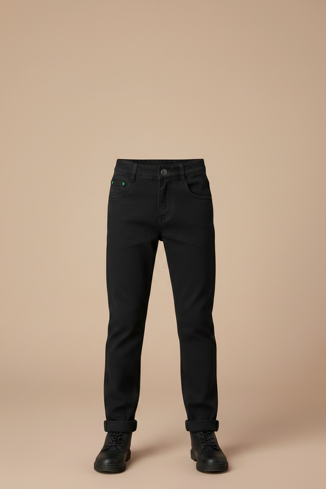 Pantalon Chino Noir Coupe Droite Enfant Garçon - Coton - vue 3