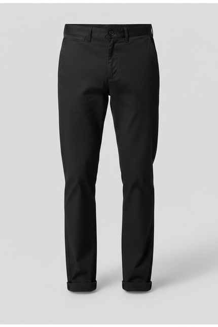 Pantalon Chino Noir Coton Droit Tapered Homme - vue 3