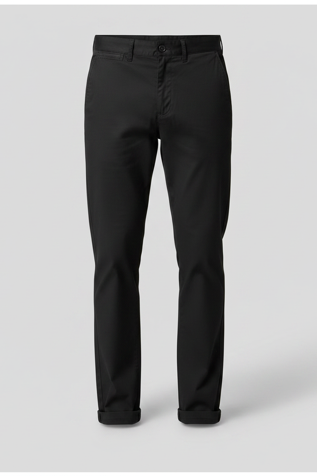 Pantalon Chino Noir Coton Droit Tapered Homme - vue 3