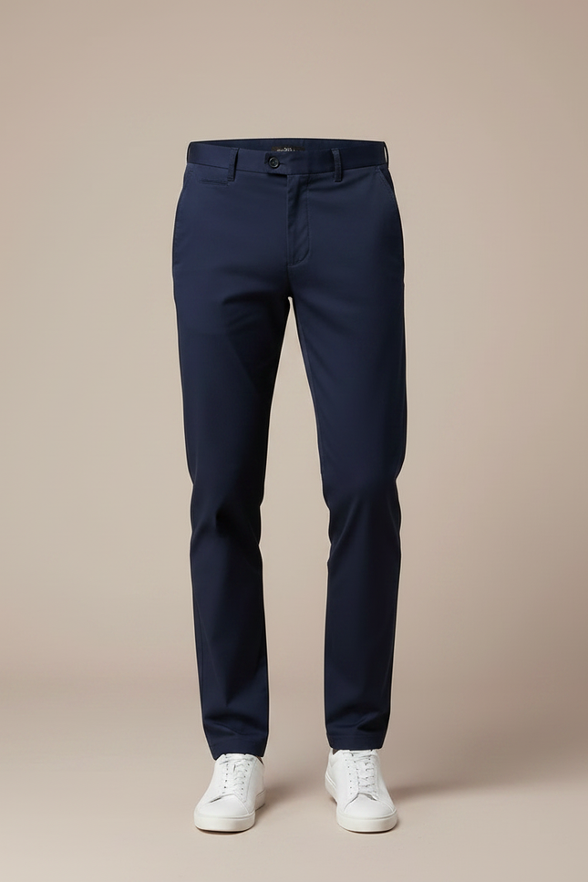 Pantalon Chino Bleu Marine Coton Stretch Homme Élégant - vue 3