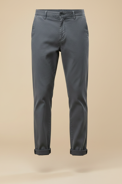 Pantalon Chino Gris Anthracite Coton Slim Décontracté Homme - vue 3