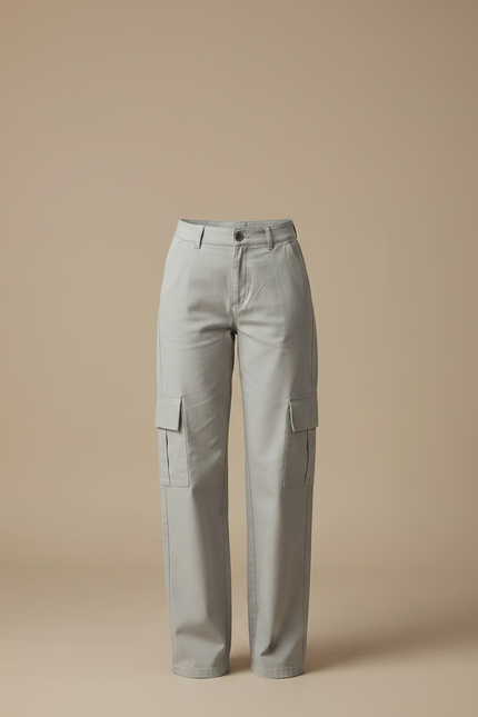 Pantalon Cargo Chino Femme - Gris Gabardine - vue 3