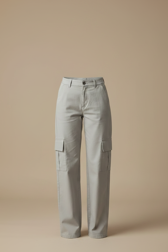 Pantalon Cargo Chino Femme - Gris Gabardine - vue 3