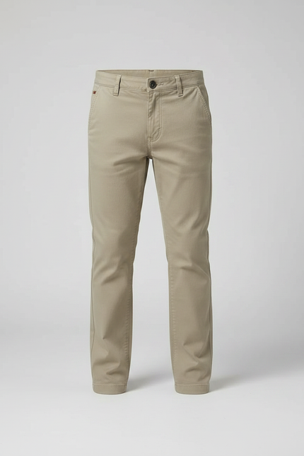 Pantalon Chino Beige Coton Décontracté Garçon Droit - vue 3