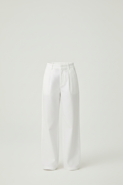 Pantalon Chino Blanc Ample Plissé Décontracté Enfant - Coton - vue 3