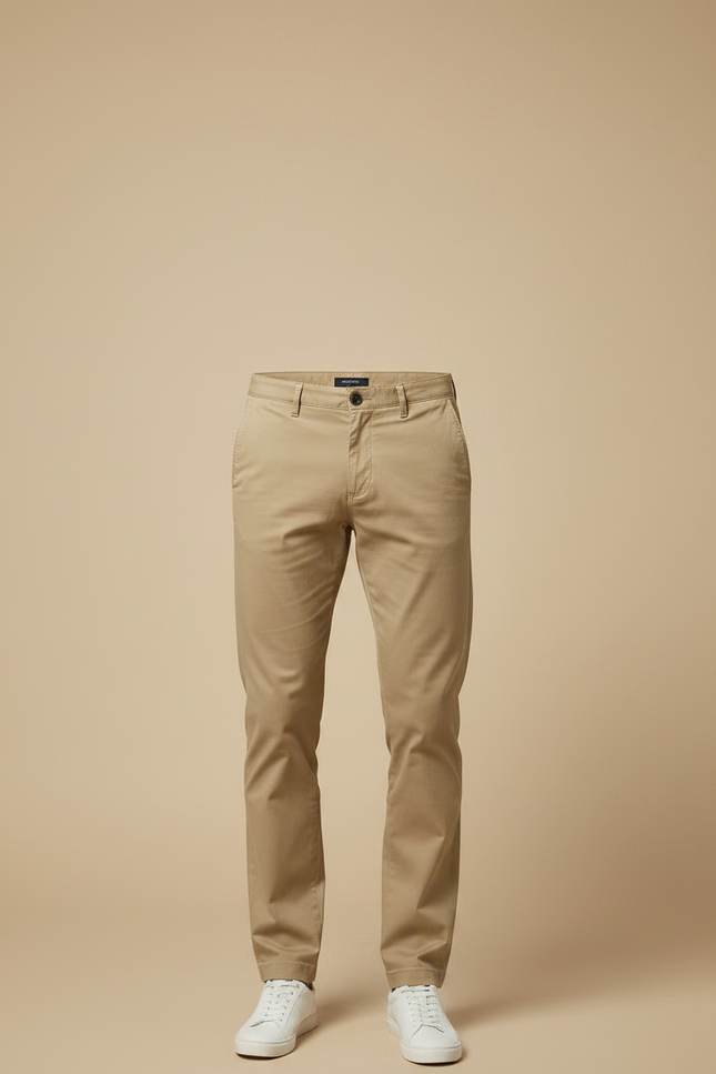 Pantalon Chino Kaki Coton Slim Homme Décontracté - vue 3