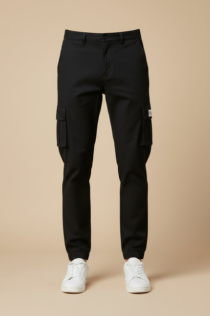 Pantalon Chino Noir Cargo Homme Décontracté Jogger - Gabardine - vue 3