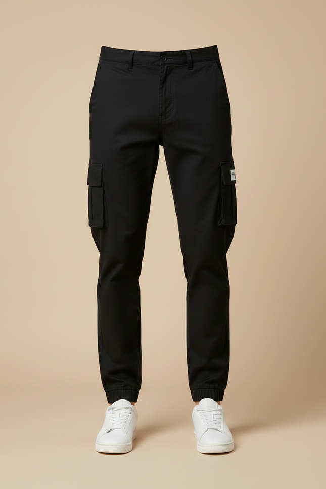 Pantalon Chino Noir Cargo Homme Décontracté Jogger - Gabardine - vue 3