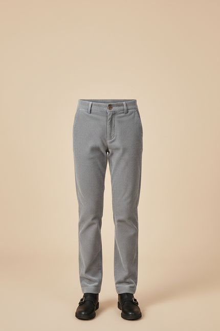 Pantalon Chino Gris Côtelé Droit Décontracté Enfant - Cordé - vue 3