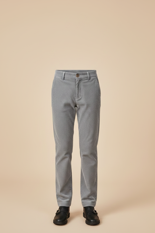 Pantalon Chino Gris Côtelé Droit Décontracté Enfant - Cordé - vue 3